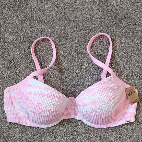 New With Tags Pink Victoria's Secret Size Large Crinkle Push-Up Bikini Top - Picture 5 of 12